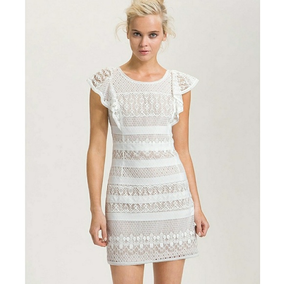 BCBGMaxAzria Dresses & Skirts - BCBGMaxAzria white lace stripe dress
